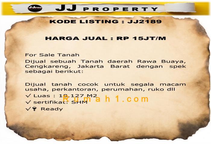 Foto Tanah dijual di Rawa Buaya, Cengkareng, Tanah Id: 8139